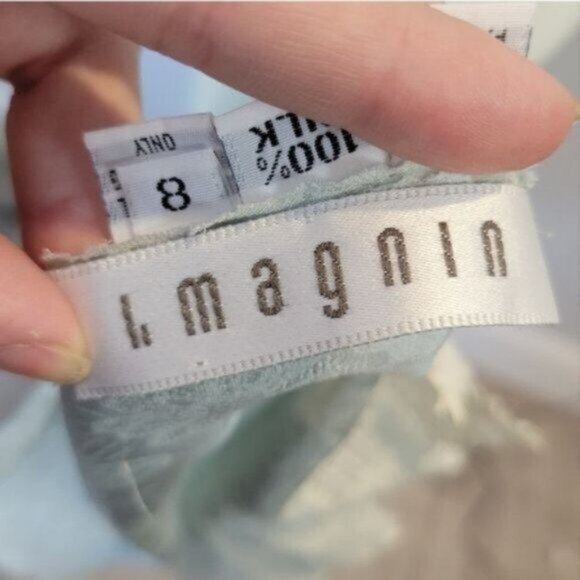 Vintage Carol Peretz 100% Silk Floral Lace Shoulder Hem Midi Maxi Dress - Picture 9 of 13